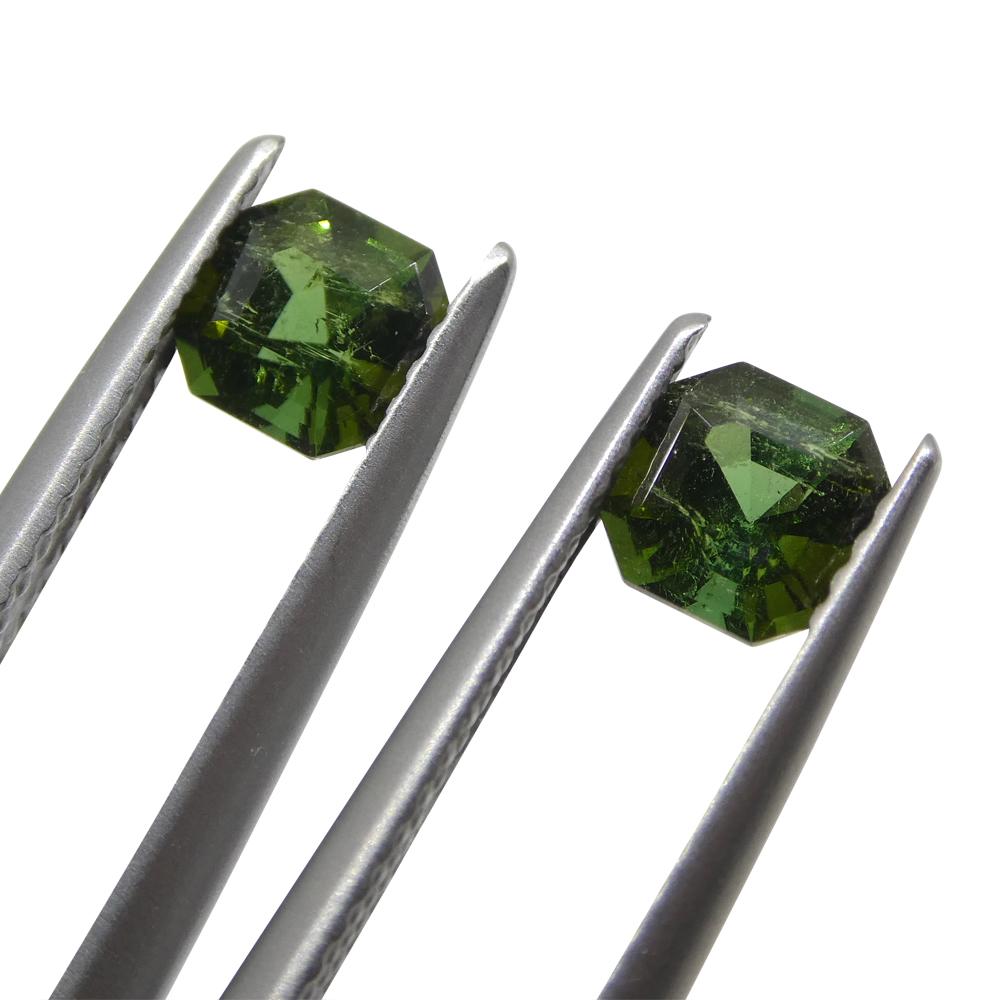 1.18ct Pair Asscher Cut Green Tourmaline from Brazil In New Condition For Sale In Toronto, Ontario