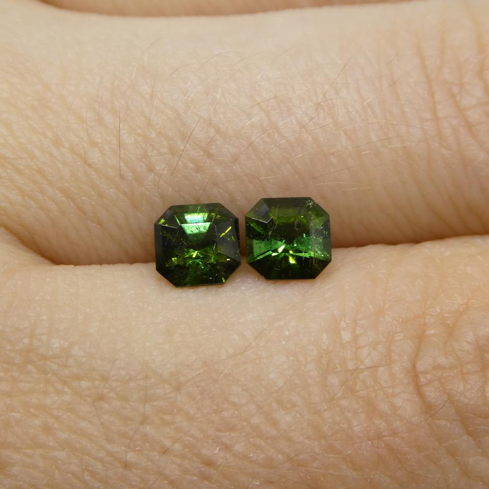 Coppia 1,18ct Taglio Asscher Tormalina verde in vendita 2