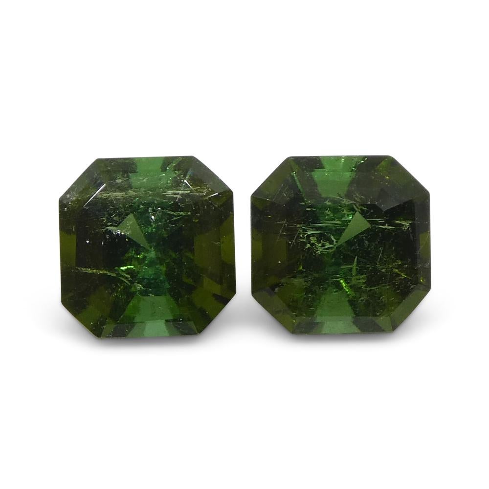 Coppia 1,18ct Taglio Asscher Tormalina verde in vendita 4