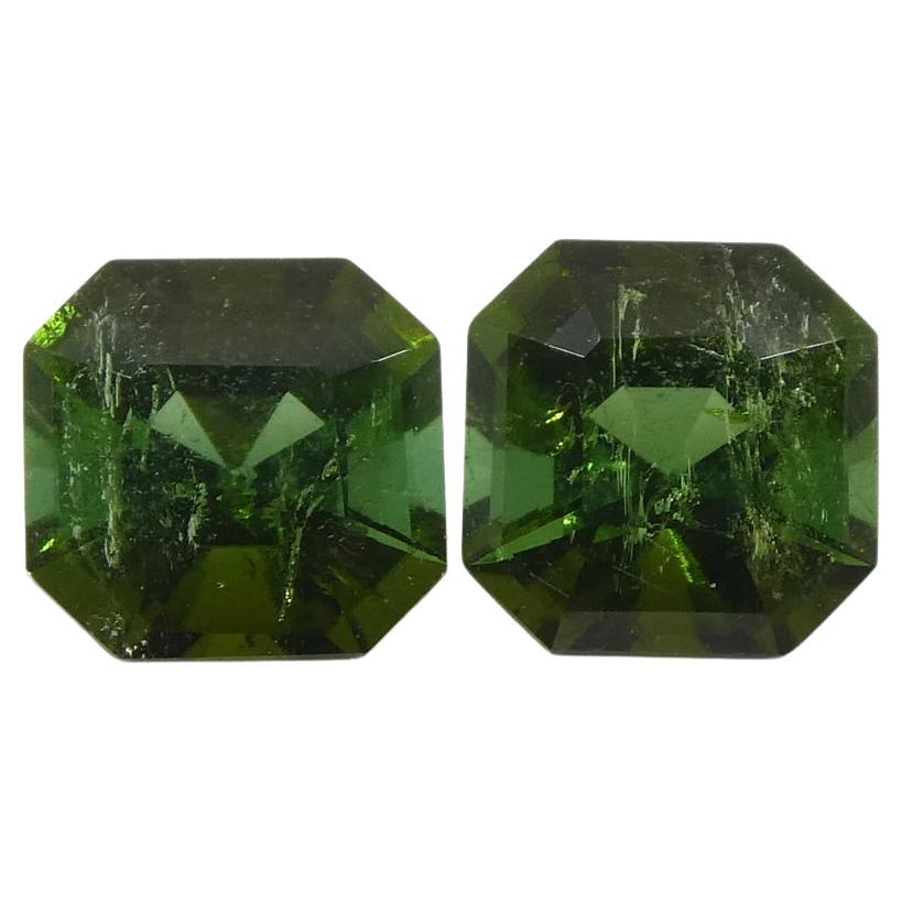 1.18ct Pair Asscher Cut Green Tourmaline from Brazil