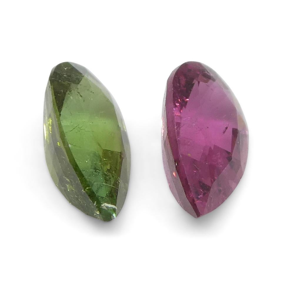 1.18ct Pair Pear Pink/Green Tourmaline from Brazil For Sale 6
