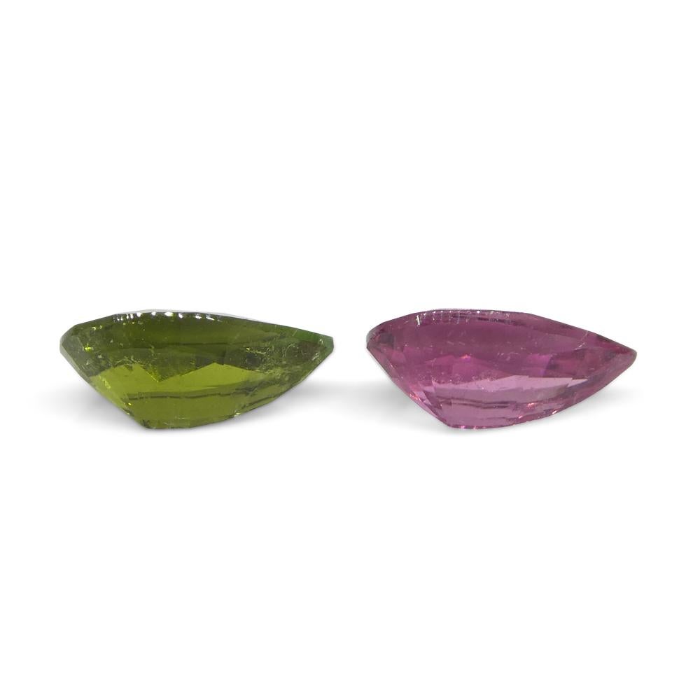 1.18ct Pair Pear Pink/Green Tourmaline from Brazil For Sale 7