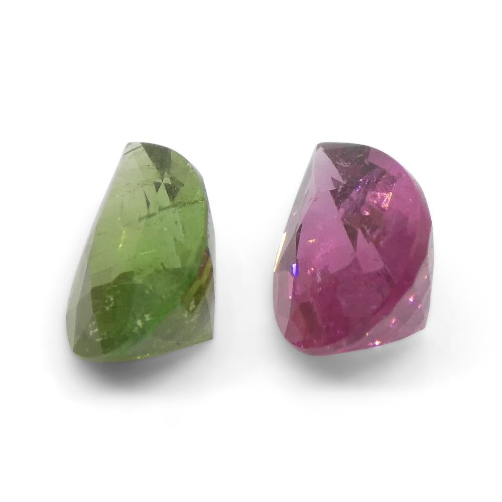 1.18ct Pair Pear Pink/Green Tourmaline from Brazil For Sale 8