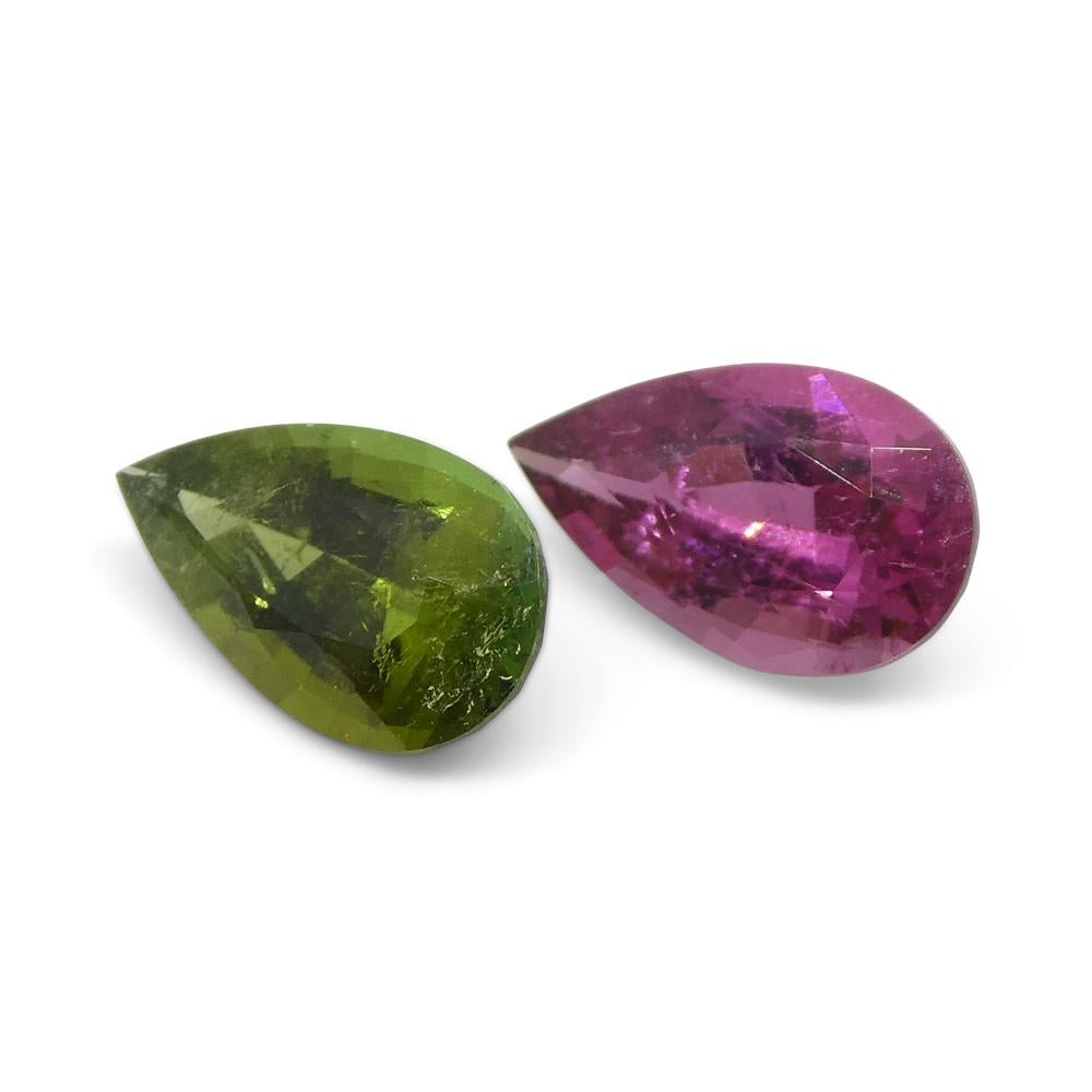 1.18ct Pair Pear Pink/Green Tourmaline from Brazil In New Condition For Sale In Toronto, Ontario