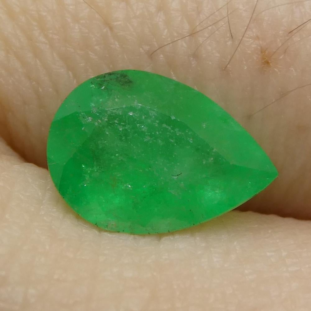 1.18ct Pear Green Emerald from Colombia For Sale 13