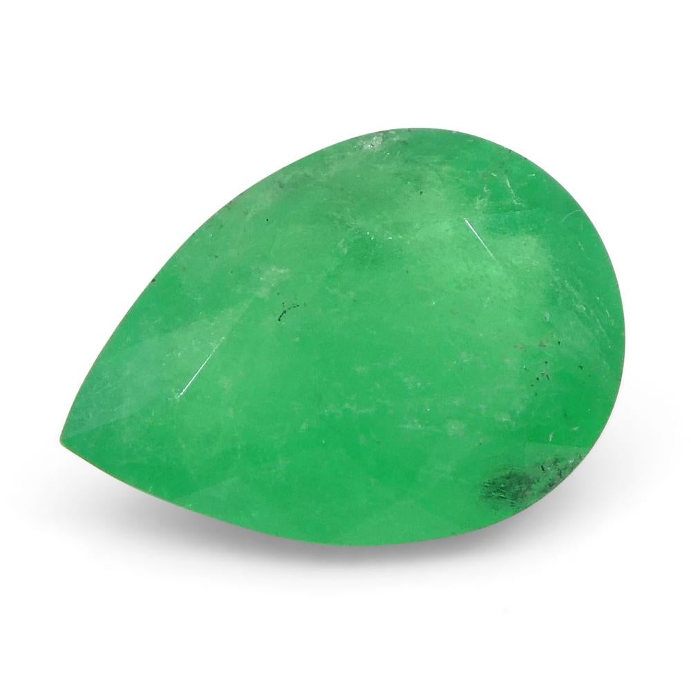 Pear Cut 1.18ct Pear Green Emerald from Colombia For Sale