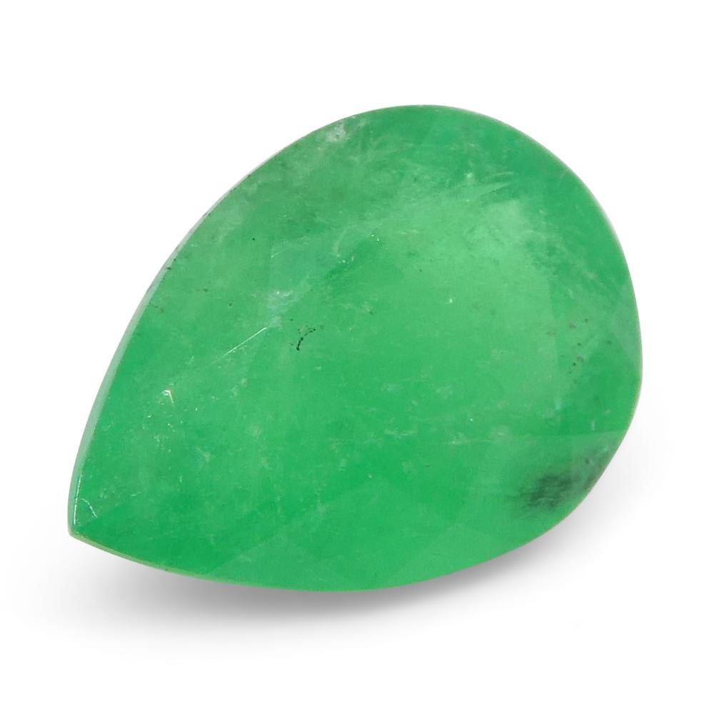 1.18ct Pear Green Emerald from Colombia In New Condition For Sale In Toronto, Ontario