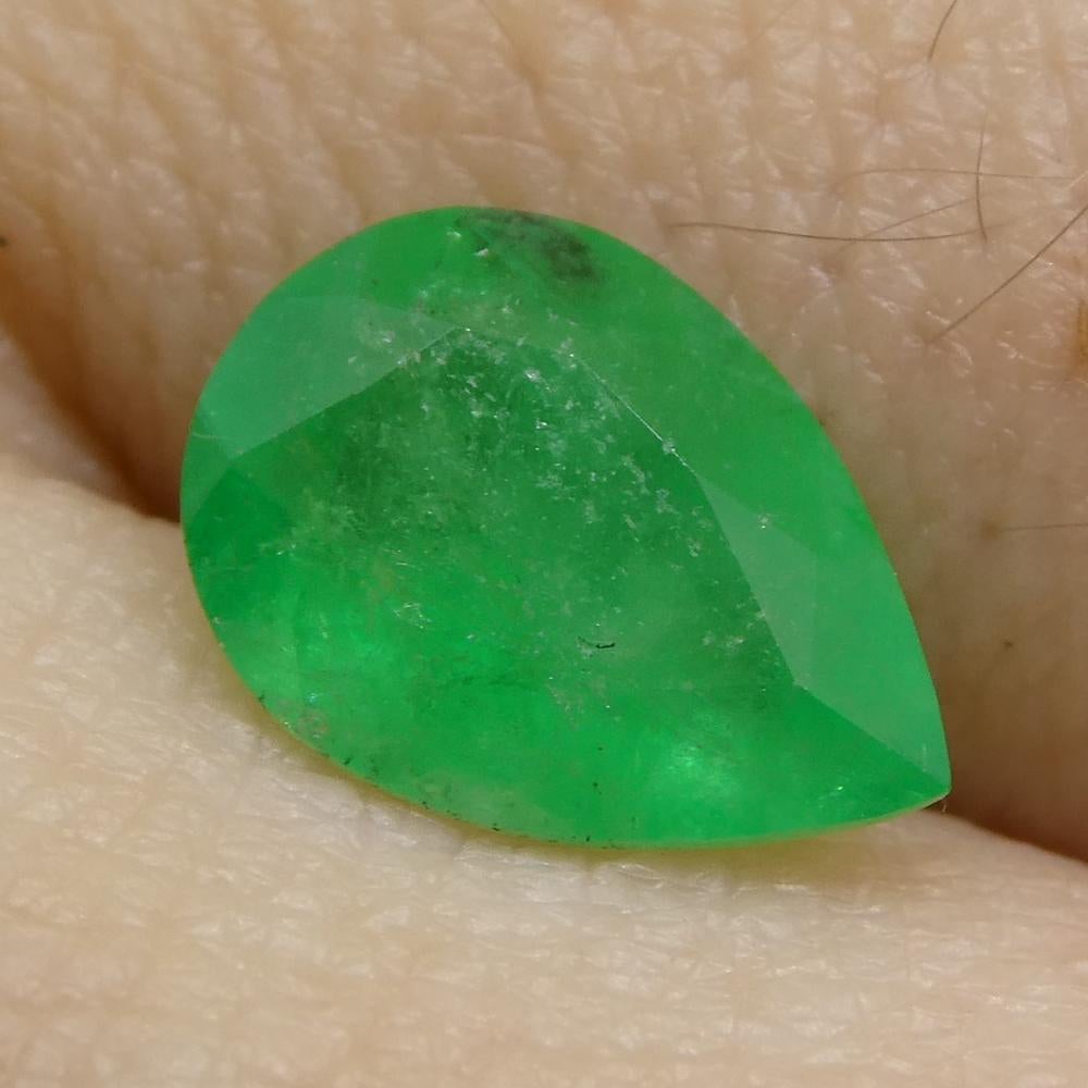 1.18ct Pear Green Emerald from Colombia For Sale 2