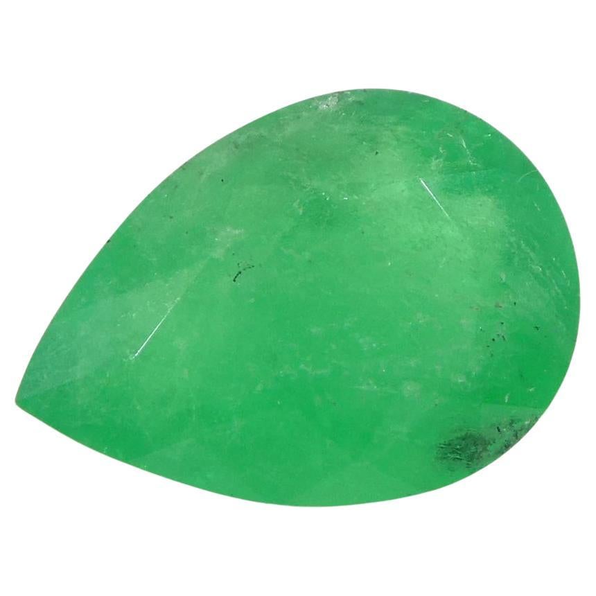 1.18ct Pear Green Emerald from Colombia For Sale