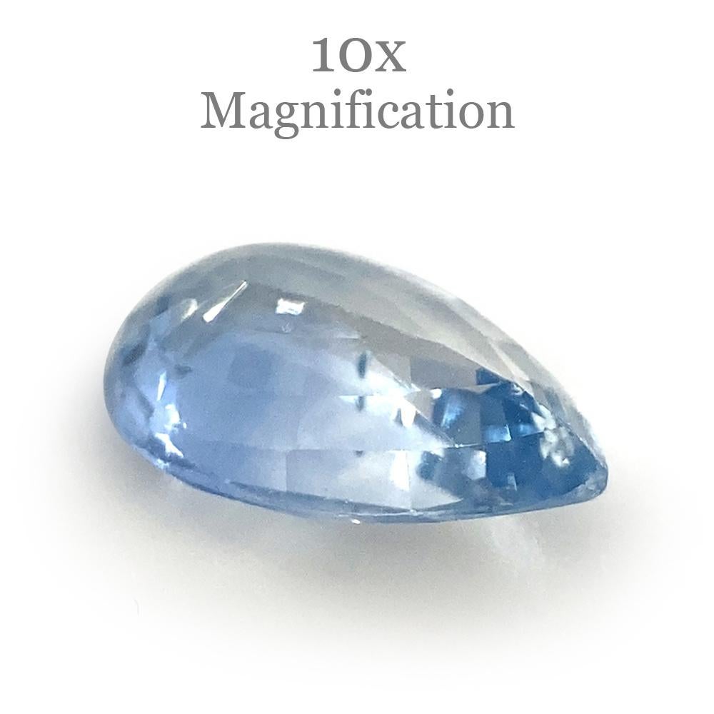 Women's or Men's 1.18ct Pear Icy Blue Sapphire from Sri Lanka Unheated For Sale