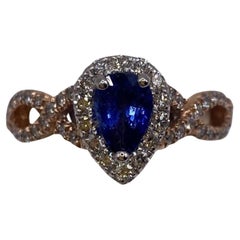 1.18ct Pear Shape Sapphire & Round Diamond Rink in 14KT White & Rose Gold