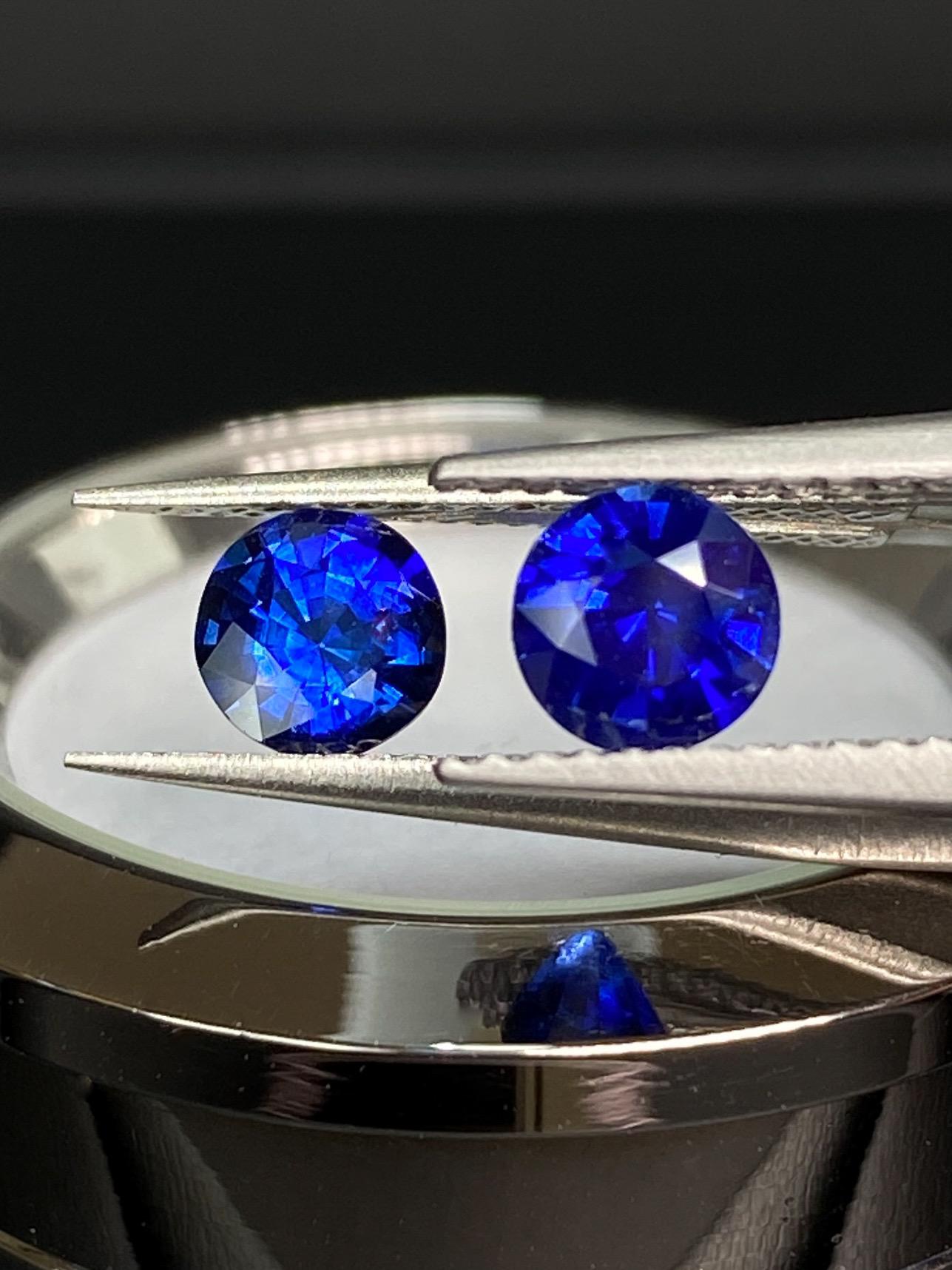 Women's or Men's 1.18ct Royal Blue Sapphire Pair For Sale