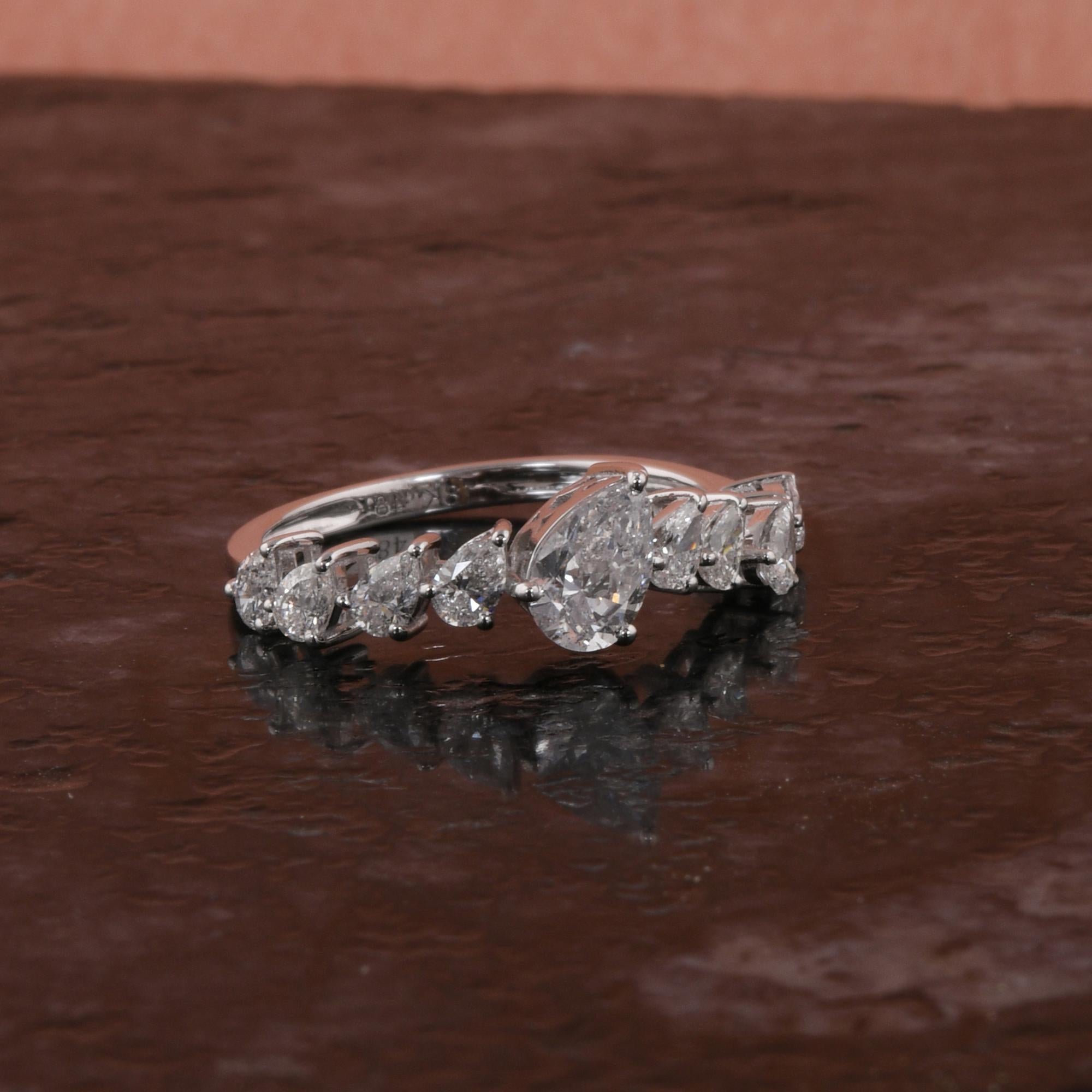 En venta: 1.18Ct SI/H Alianza de Diamantes Pera 14 Quilates Oro Blanco Todos los aranceles pagados  4