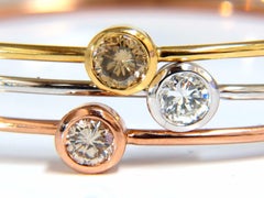 1.18CT Stackable Bangles Diamonds Bracelet 14KT Fancy Color Mod Interlock*