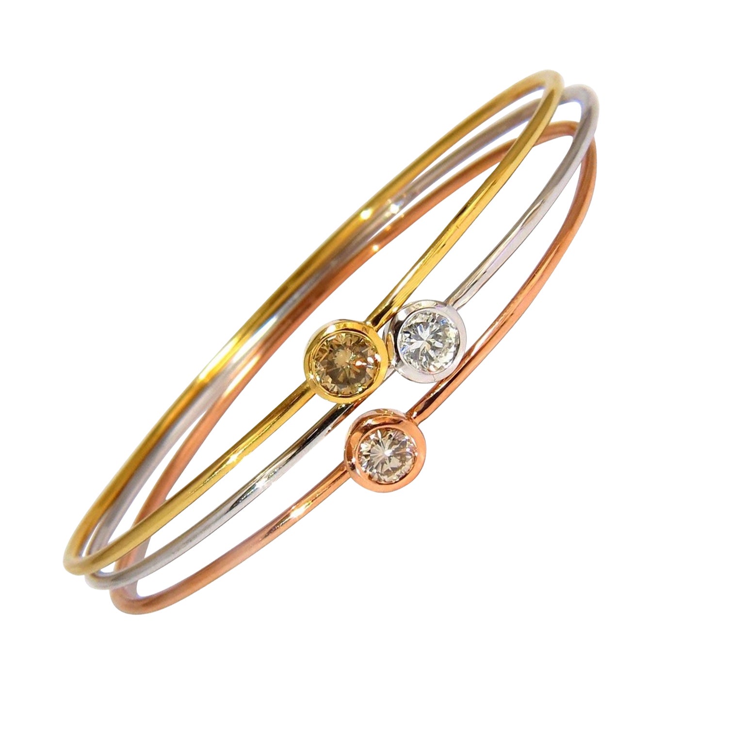 1,18 Karat – STACKABL Armreifen mit Diamanten – Armband aus 14 Karat Gold in ausgefallener Farbe, Mod Interlock*