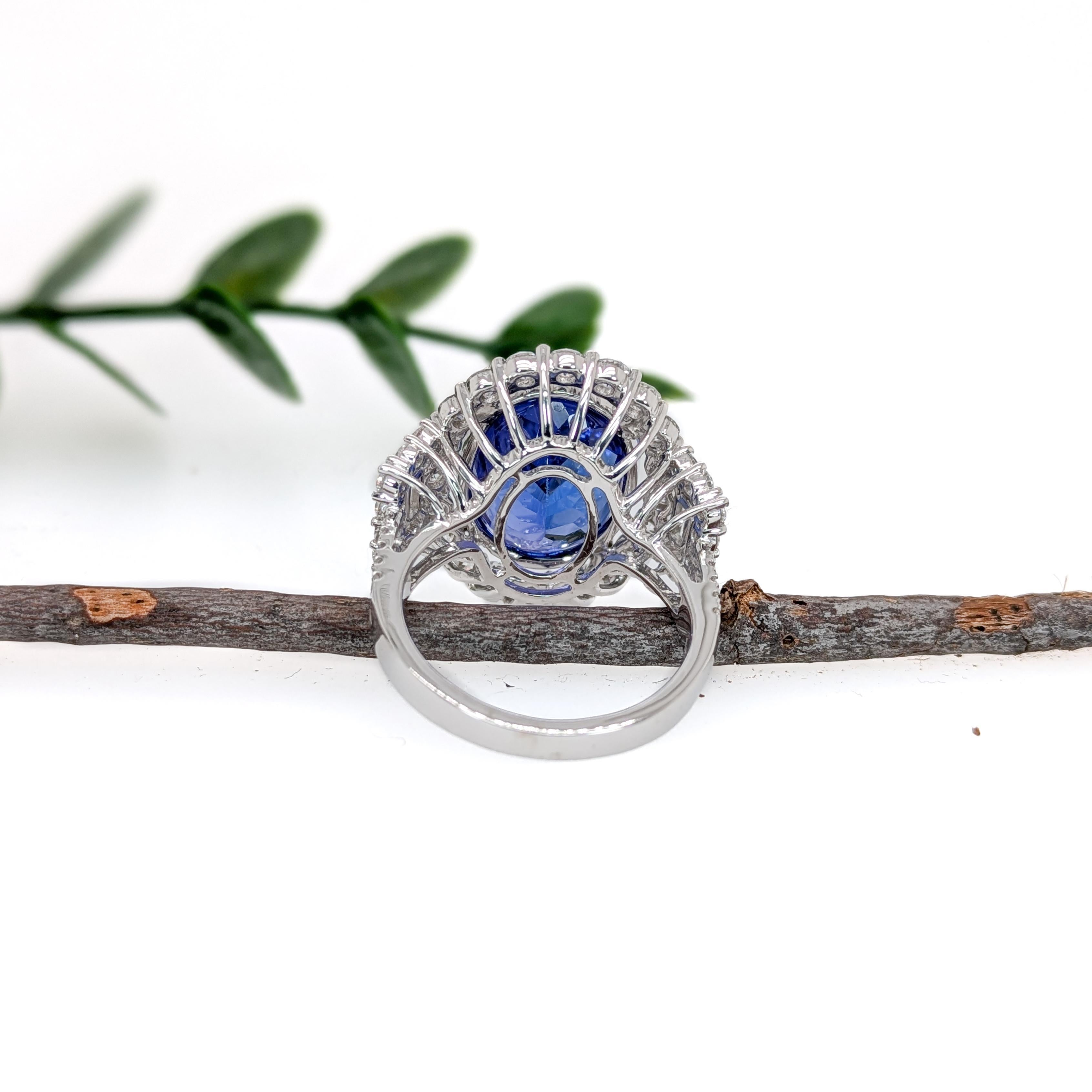 11.8ct Statement Tanzanite Ring w Natural Earth Mined Diamonds in 14K White Gold In New Condition For Sale In Columbus, OH