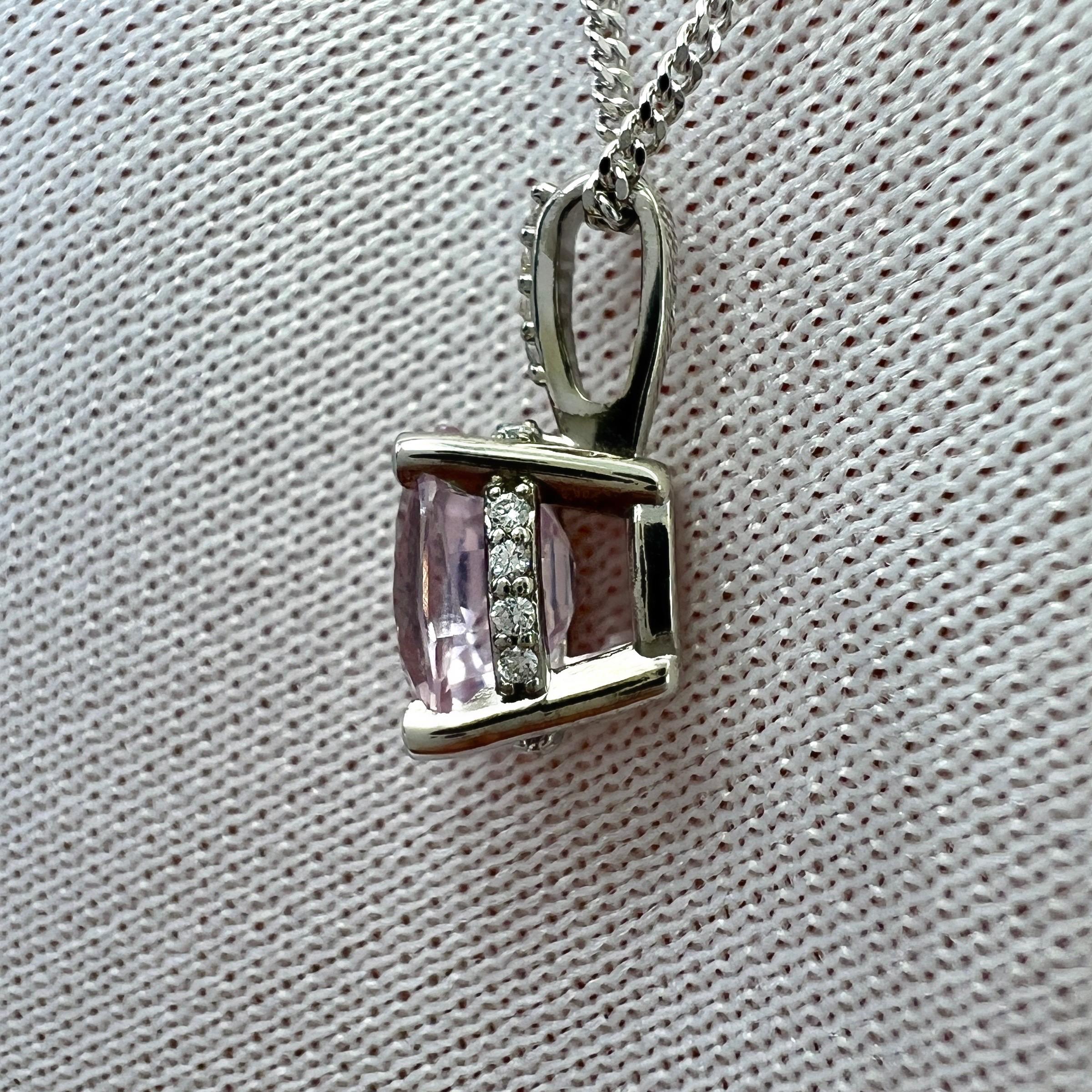 Women's or Men's 1.18ct Vivid Light Pink Sapphire & Diamond 18k White Gold Hidden Halo Pendant
