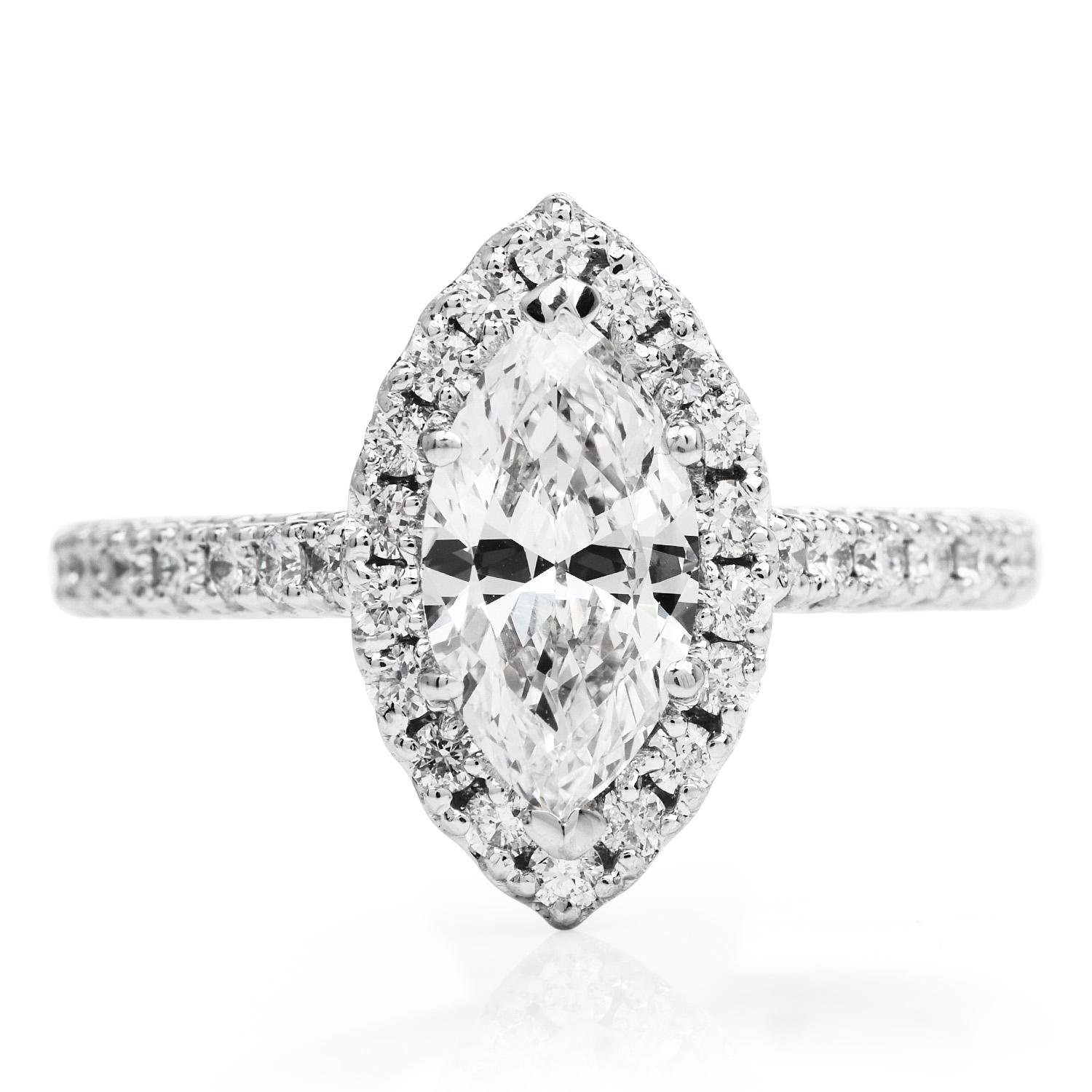 hidden halo marquise engagement ring
