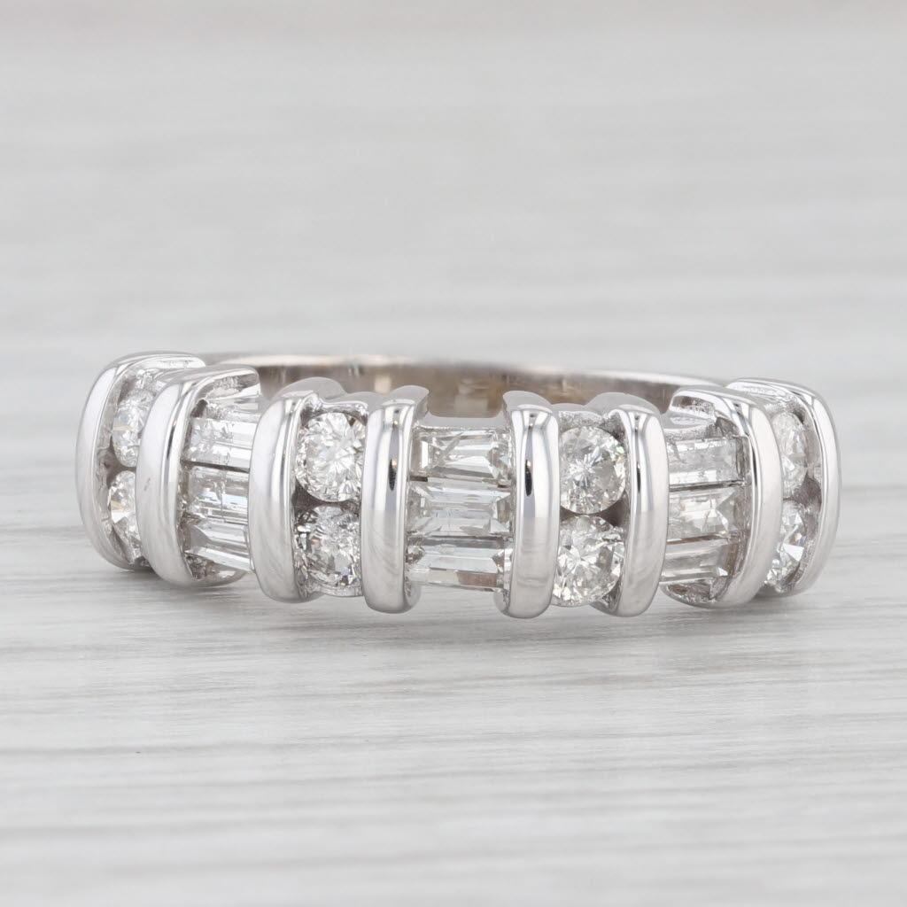 Baguette Cut 1.18ctw Diamond 14k White Gold Ring Size 7.75