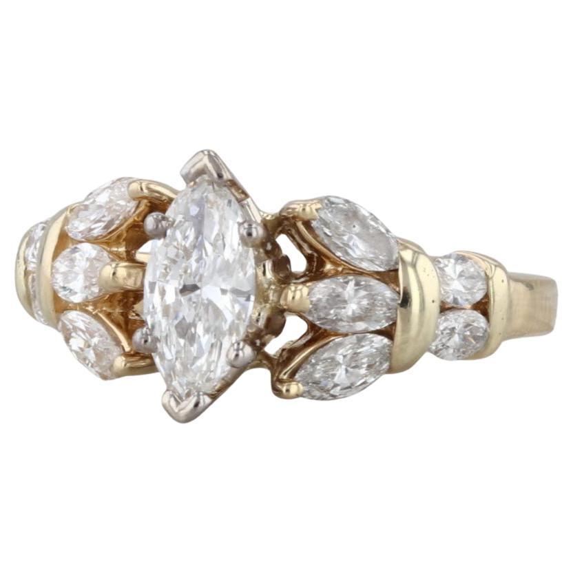 1.18ctw Marquise Diamond Engagement Ring 14k Yellow Gold Size 6.25 For Sale
