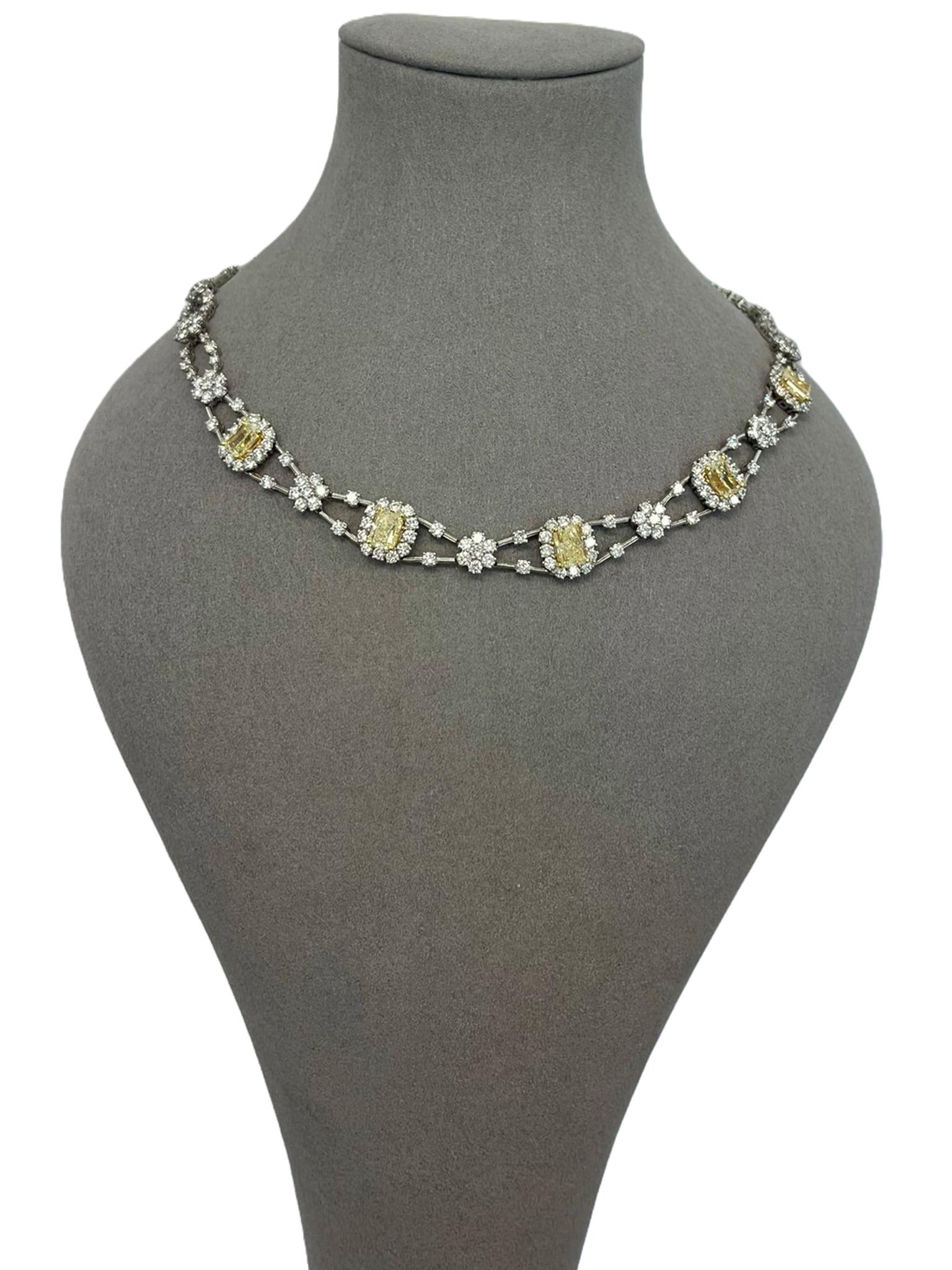 Collier de diamants blancs de 5,80 carats de couleur fantaisie jaune radiant naturel de 11,8 carats Pour femmes en vente