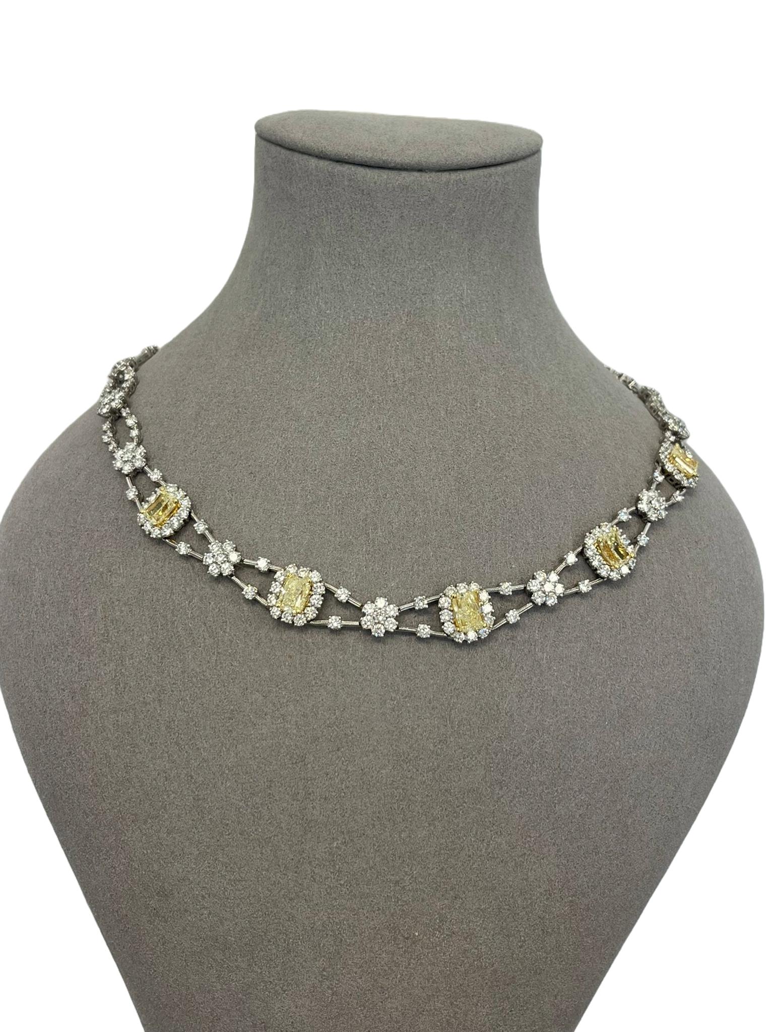 Collier de diamants blancs de 5,80 carats de couleur fantaisie jaune radiant naturel de 11,8 carats en vente 1