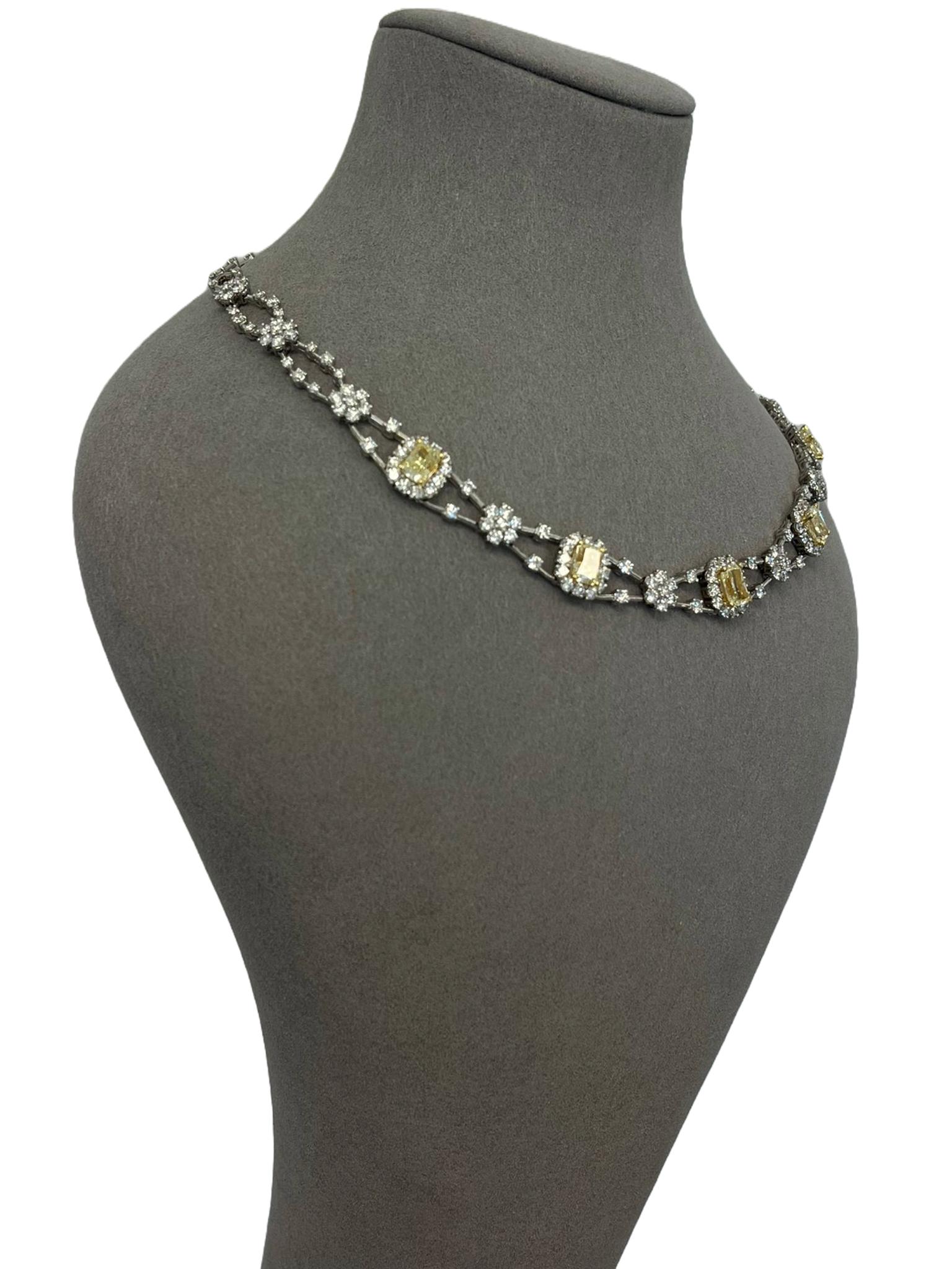 Collier de diamants blancs de 5,80 carats de couleur fantaisie jaune radiant naturel de 11,8 carats en vente 5