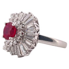 1.18ctw Oval Corundum Ruby & 3.00ctw F SI1 Diamond Ring/Pendant Set In Platinum