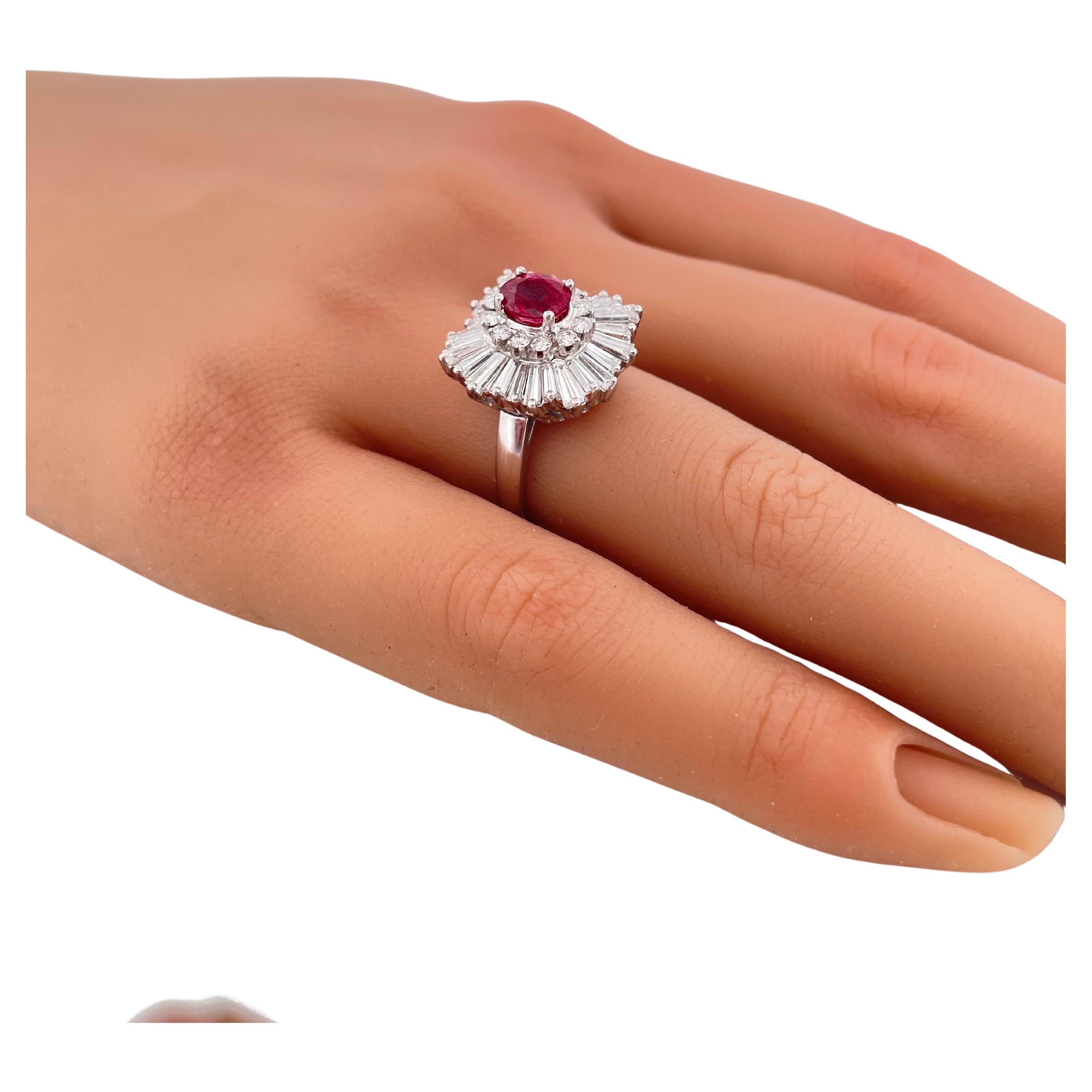 1.18ctw Oval Corundum Ruby & 3.00ctw F SI1 Diamond Ring/Pendant Set In Platinum For Sale 1
