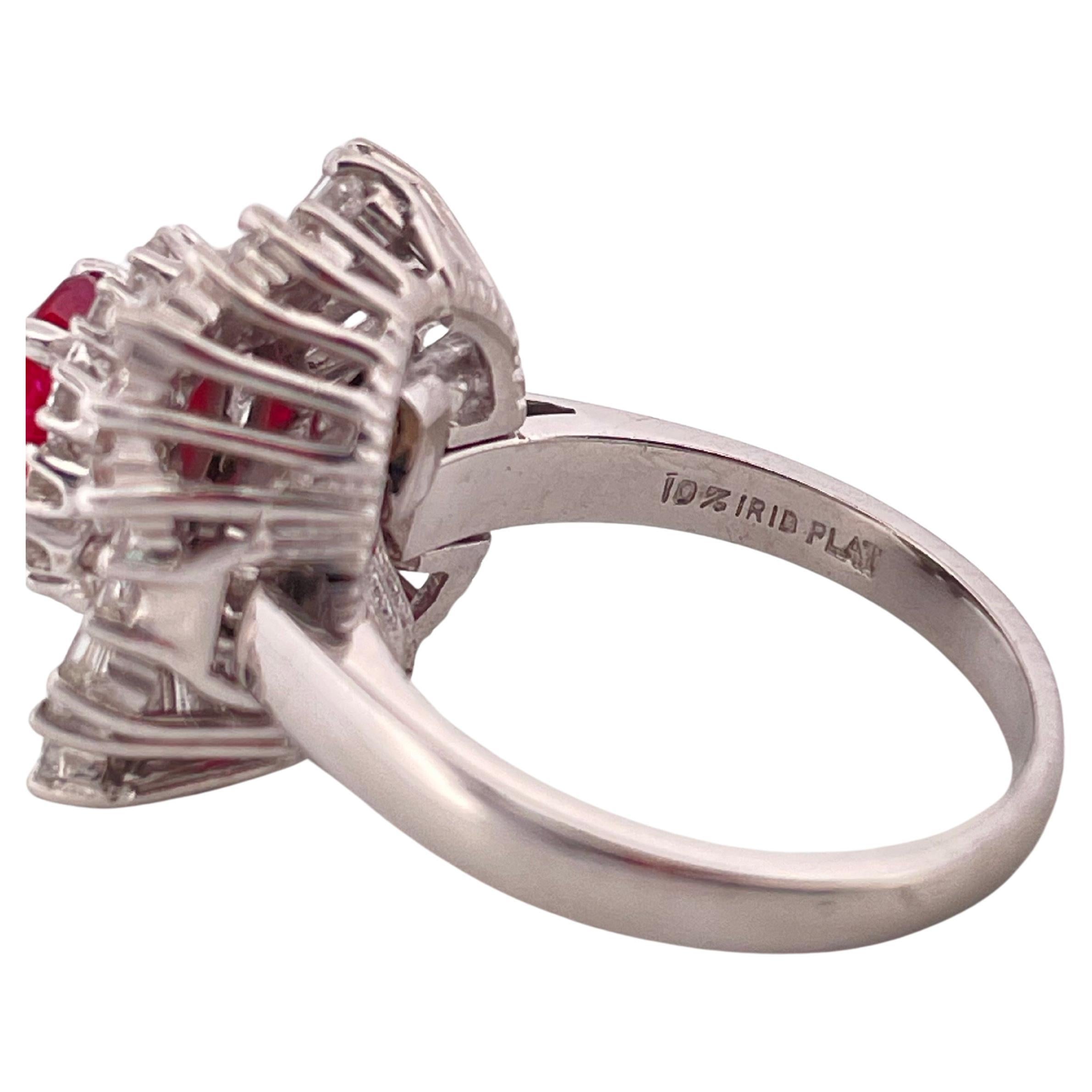 1.18ctw Oval Corundum Ruby & 3.00ctw F SI1 Diamond Ring/Pendant Set In Platinum For Sale 3