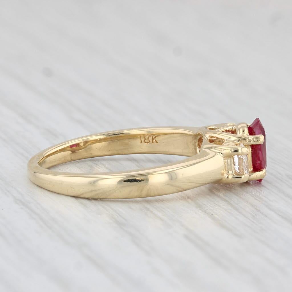 Oval Cut 1.18ctw Oval Ruby Diamond Ring 18k Yellow Gold Size 7 Engagement GIA