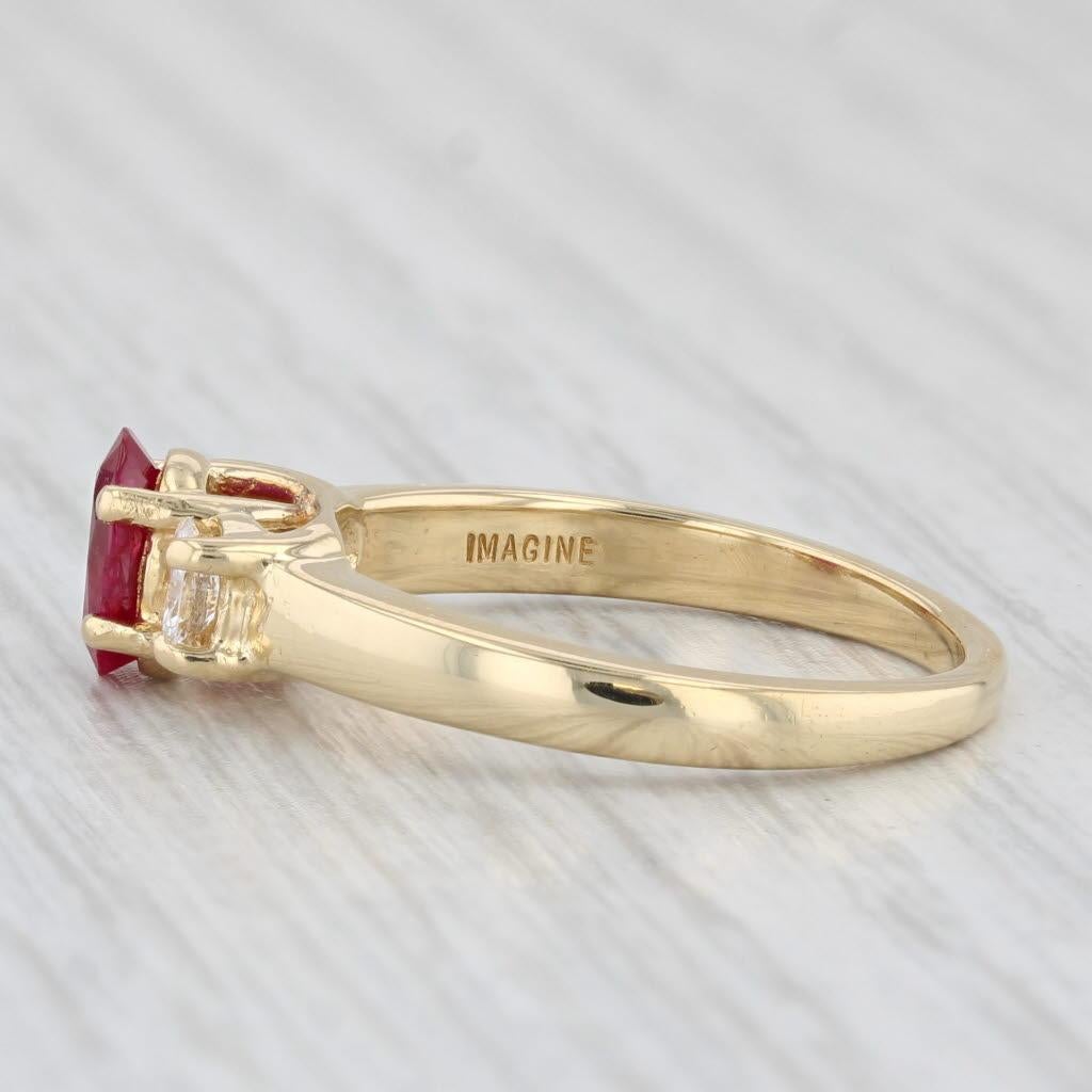 1.18ctw Oval Ruby Diamond Ring 18k Yellow Gold Size 7 Engagement GIA In Good Condition In McLeansville, NC
