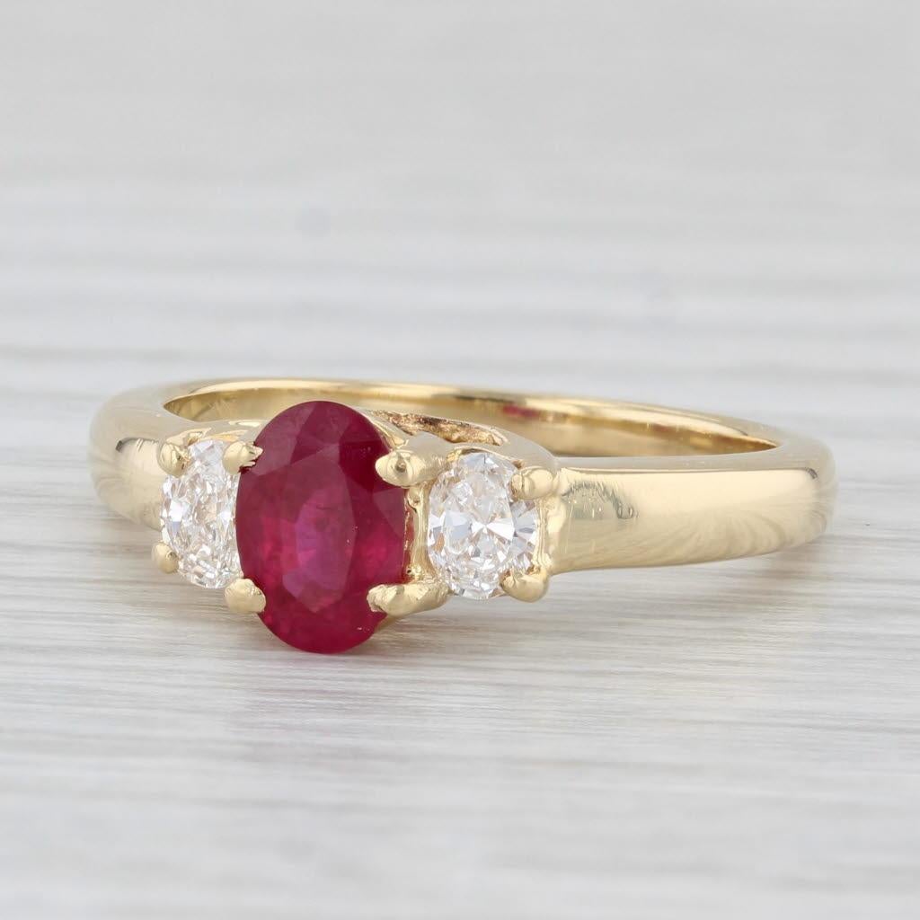 Women's 1.18ctw Oval Ruby Diamond Ring 18k Yellow Gold Size 7 Engagement GIA