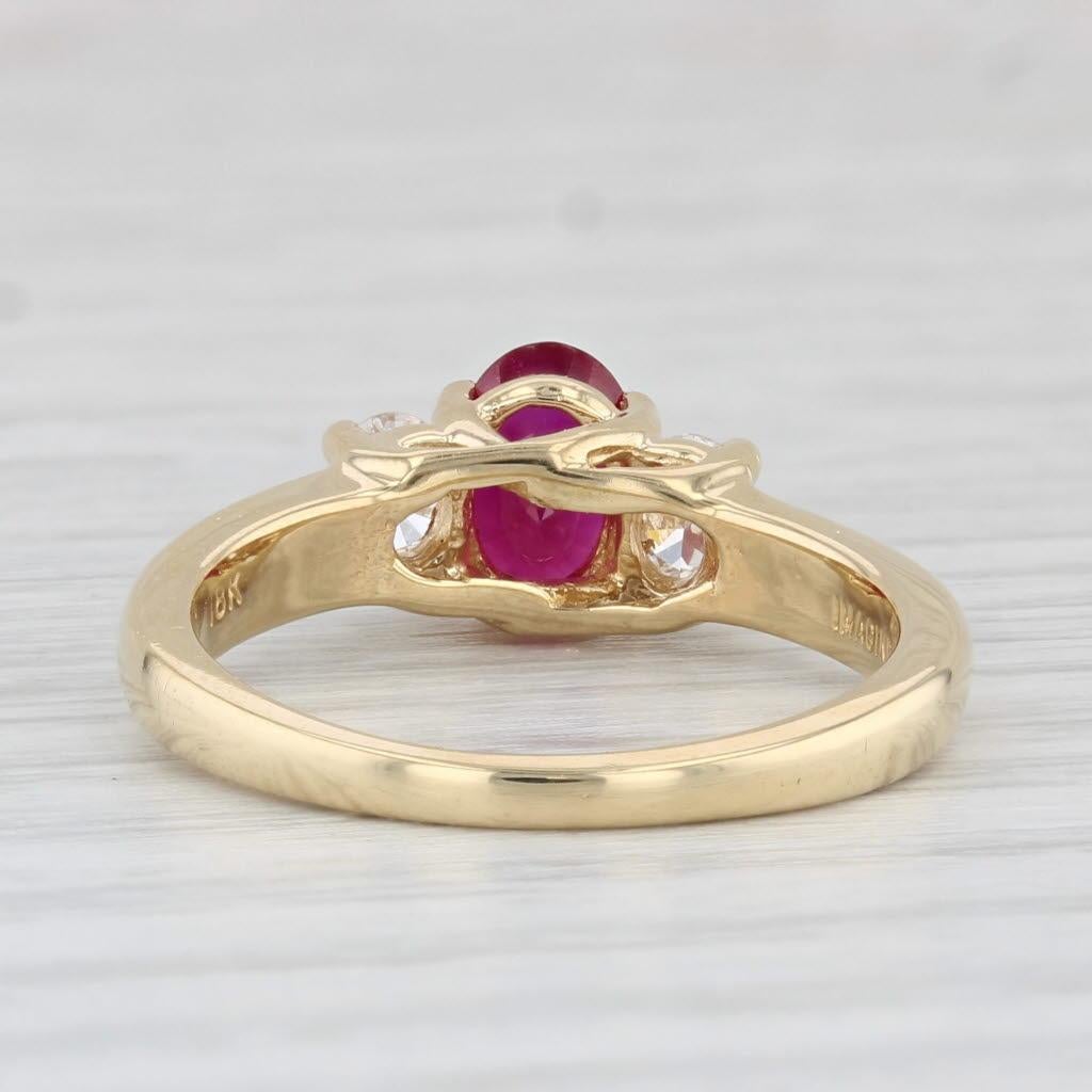 1.18ctw Oval Ruby Diamond Ring 18k Yellow Gold Size 7 Engagement GIA 1