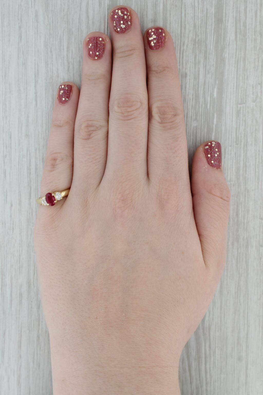 1.18ctw Oval Ruby Diamond Ring 18k Yellow Gold Size 7 Engagement GIA 2