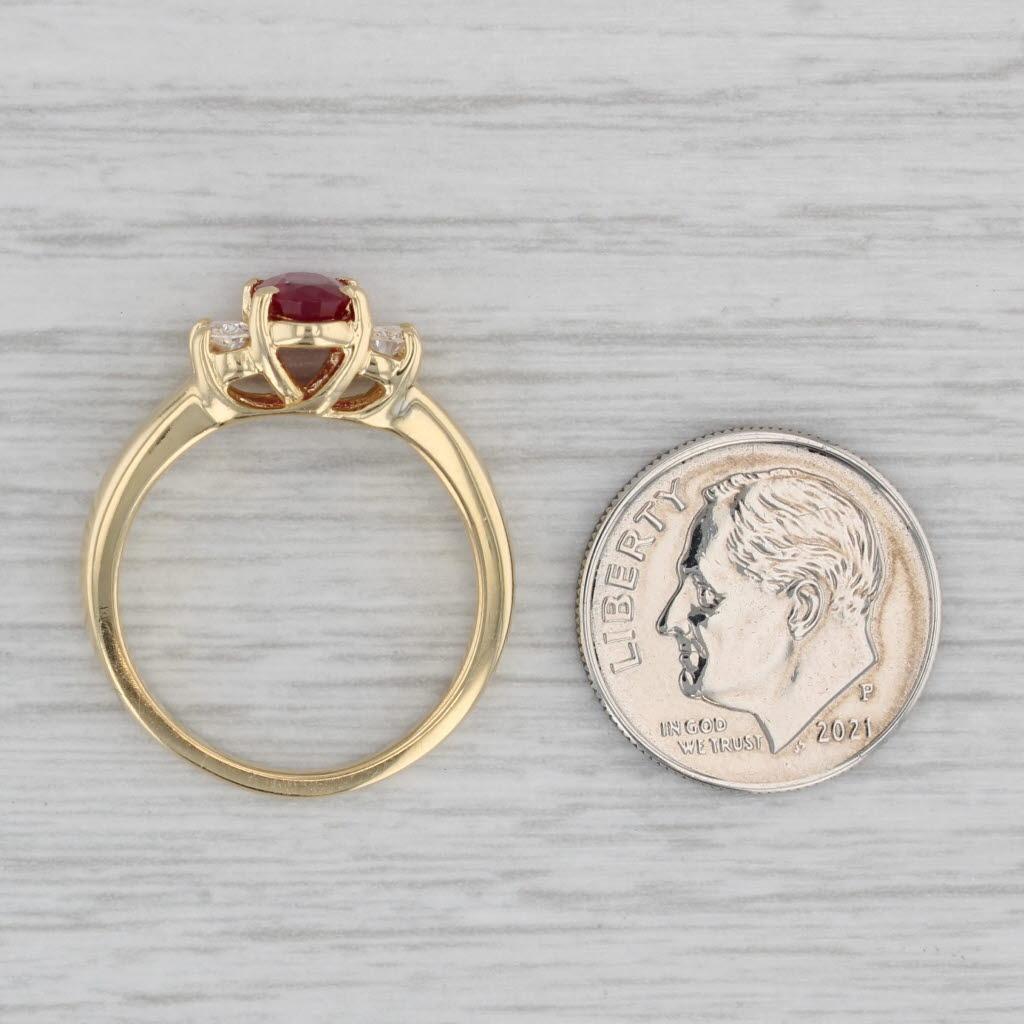 1.18ctw Oval Ruby Diamond Ring 18k Yellow Gold Size 7 Engagement GIA 3