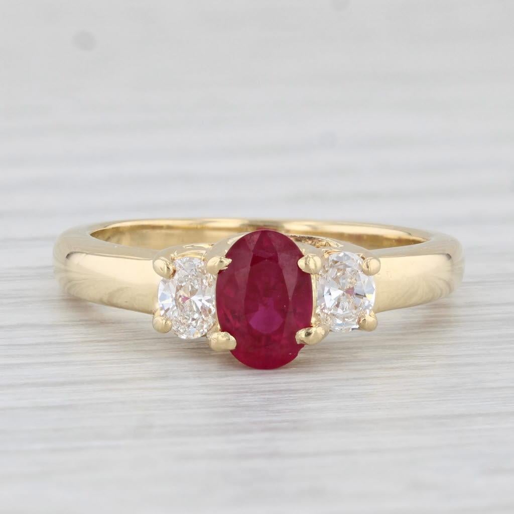 1.18ctw Oval Ruby Diamond Ring 18k Yellow Gold Size 7 Engagement GIA 4