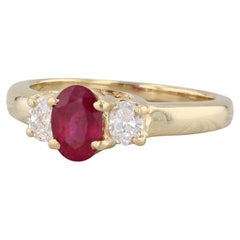 1.18ctw Oval Ruby Diamond Ring 18k Yellow Gold Size 7 Engagement GIA