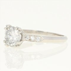 1.18 Carat Round Cut Diamond Vintage Engagement Ring, 900 Platinum