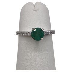 1.18ctw Round Emerald & Diamond Ring in 14KT White Gold