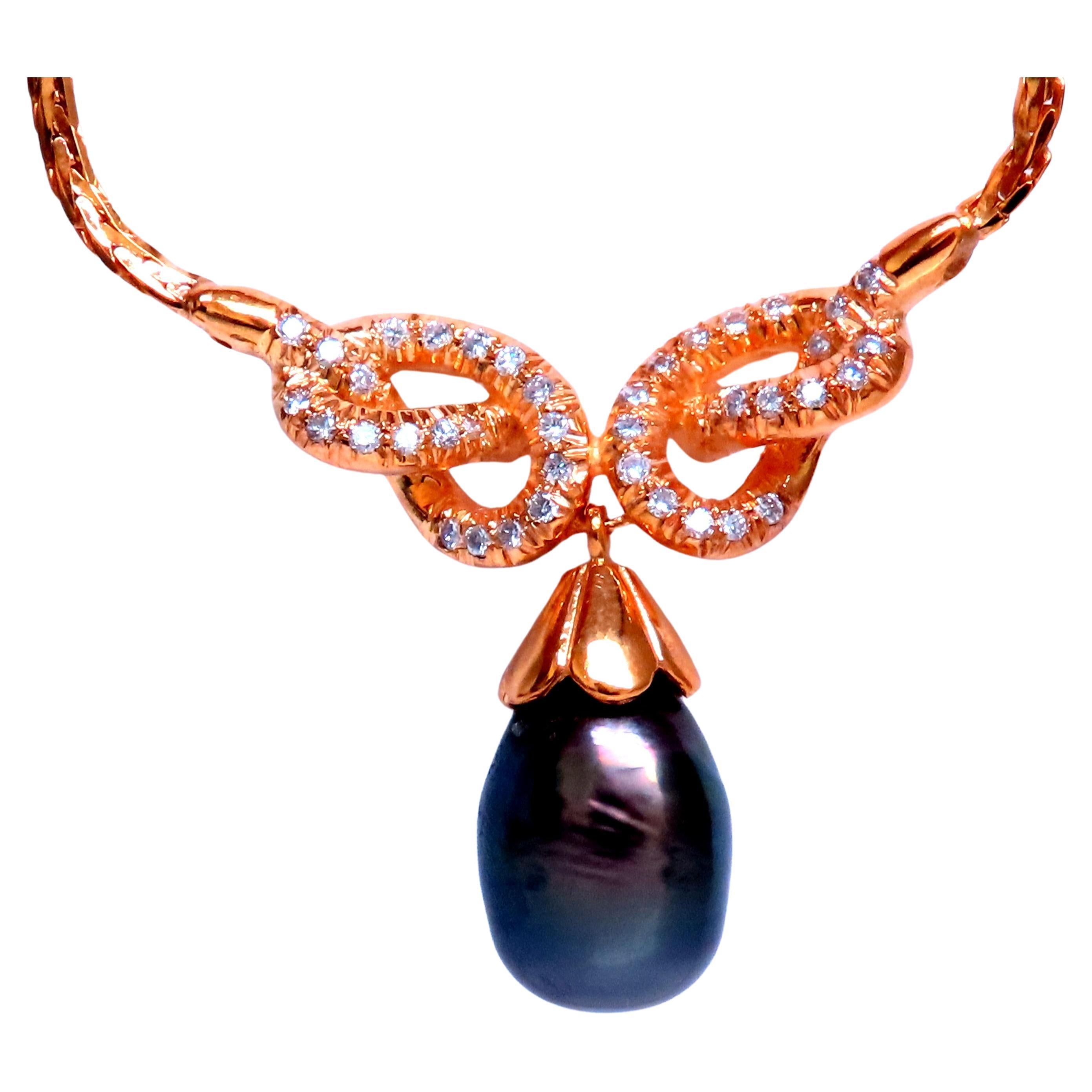 11.8mm Natural South Sea Dangle Necklace 14kt 12405 For Sale