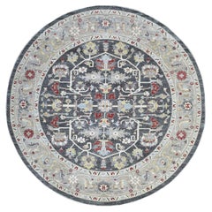 Alfombra redonda afgana Peshawar gris anudada a mano extremadamente duradera 11'8 "x11'8