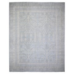 11'8"x14'5" Beau Blue, Stone Wash Samarkand Soft Wool Hand Knotted Oversized Rug