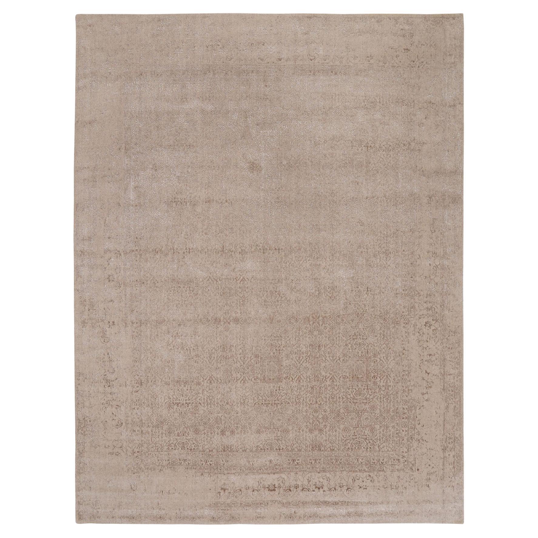 11
8"x14
8" Oversized Taupe Fine Jacquard Hand Loomed Modern Wool 
Art Silk Rug For Sale