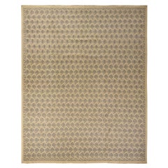 11'8 "x14'9" Alfombra holandesa blanca con diseño de nudos turcos 100% lana anudada a mano de gran tamaño