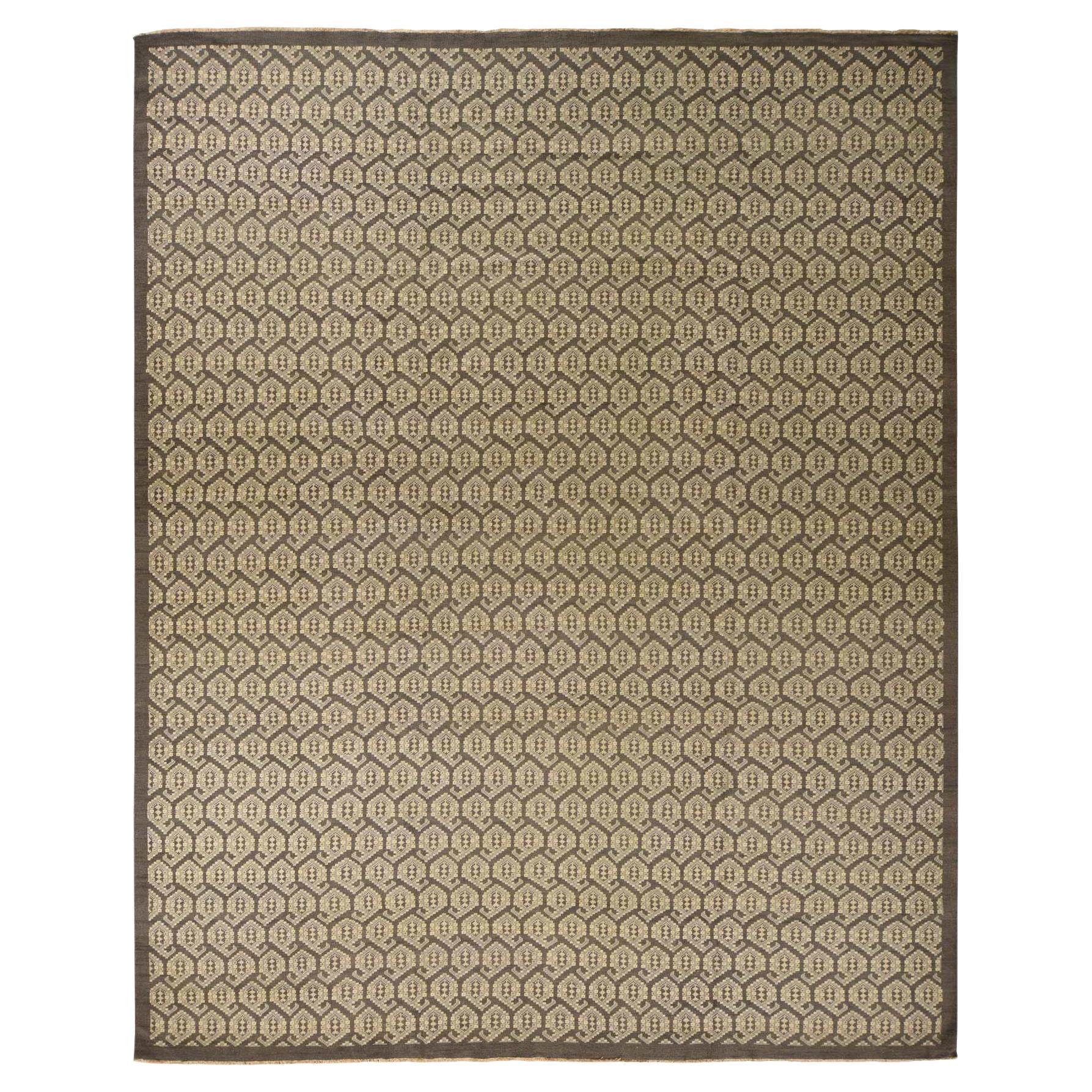 11'8"x15' Carbon Gray, Turkish Knot Oushak, Pure Wool Hand Knotted Oversized Rug