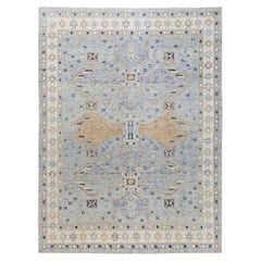 11'8" x 15' (ca. 3,55 m x 4,57 m) – Handgeknüpfter Wollteppich im anatolischen Dorfstil, türkischer Knoten, Farbe: Misty Grey
