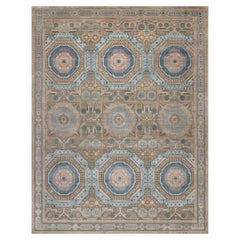 11'8"x15'1" Brown Mamluk Design with Medallions Hand Knotted Wool & Silk XL Rug