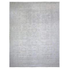 11'8 "x15'2" Bianco annodato a mano Afghan Angora Oushak 100% Lana Tappeto Orientale