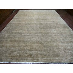 11'8"x15'3" Brown Plain Solid Pattern Hand Knotted Hand Spun Ghazni Wool XL Rug